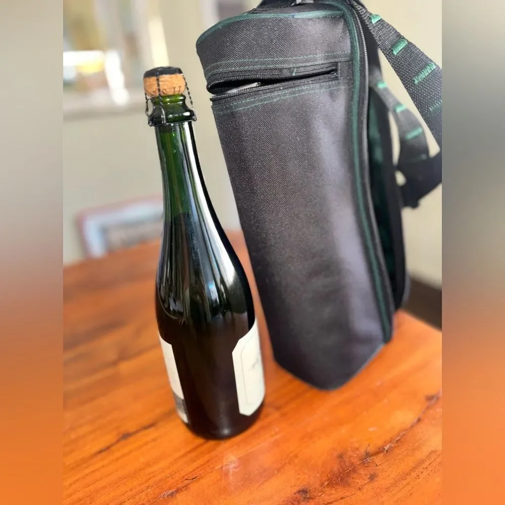 Picnic Time Wine Traveler Insulated Tote Bag with Wine Glasses Corkscrew Opener